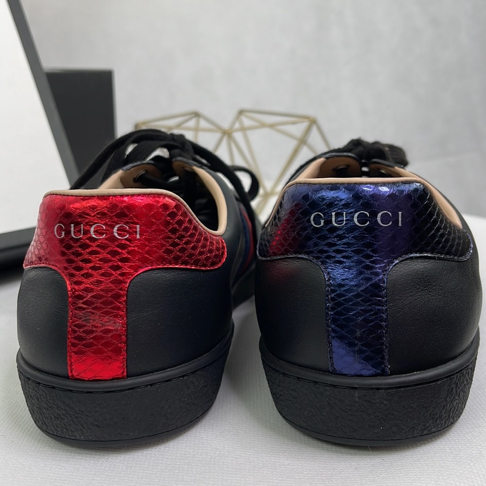 Gucci Mens Embroidered Ace Low Top Black Sneaker - Picture 3 of 11